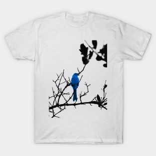 Blue bird on a black tree T-Shirt